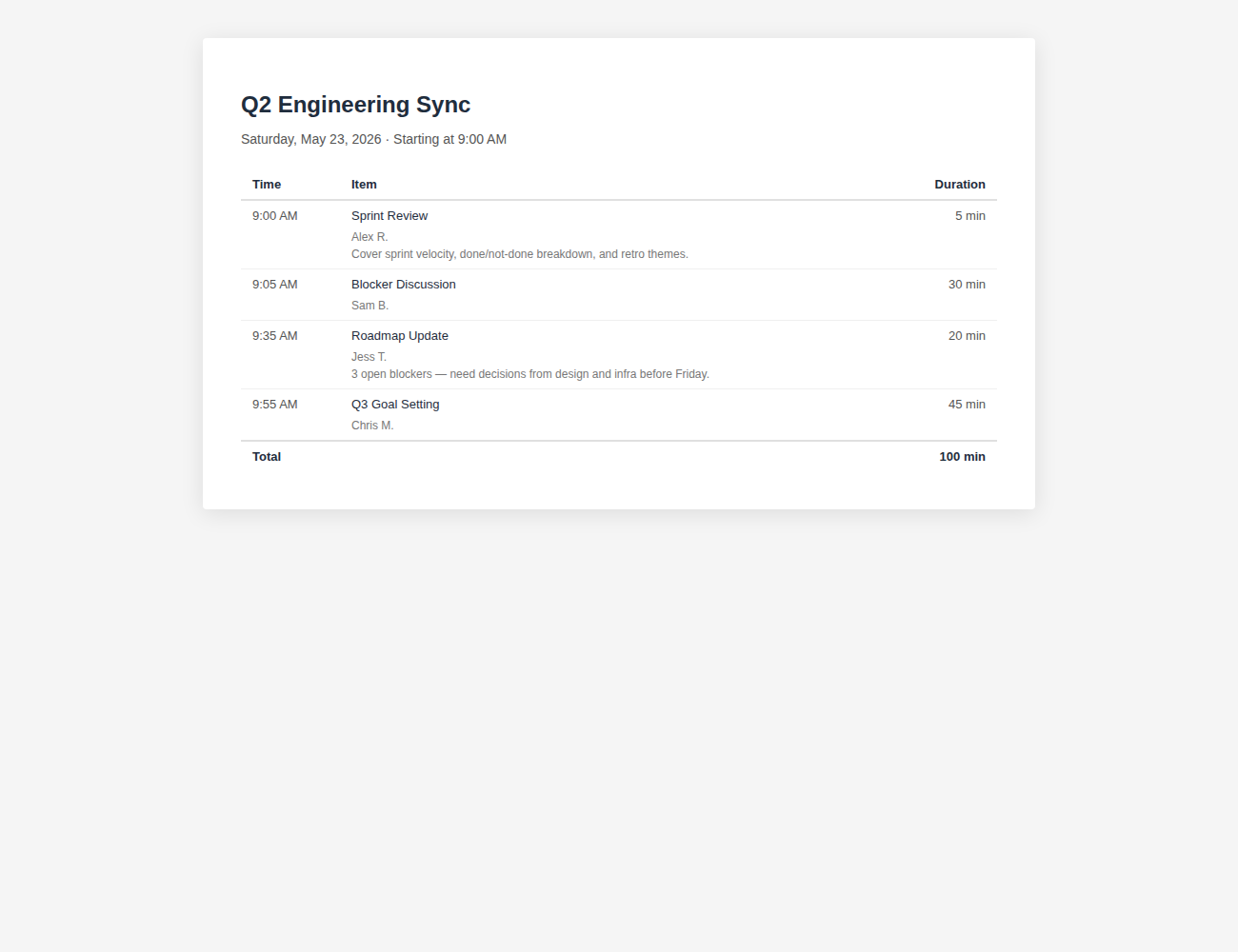 Share or export your agenda before the meeting